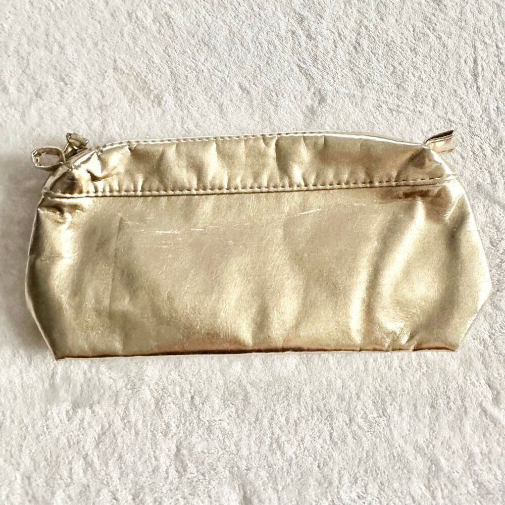 White gold Clarins cosmetic zip up bag - Picture 1 of 8